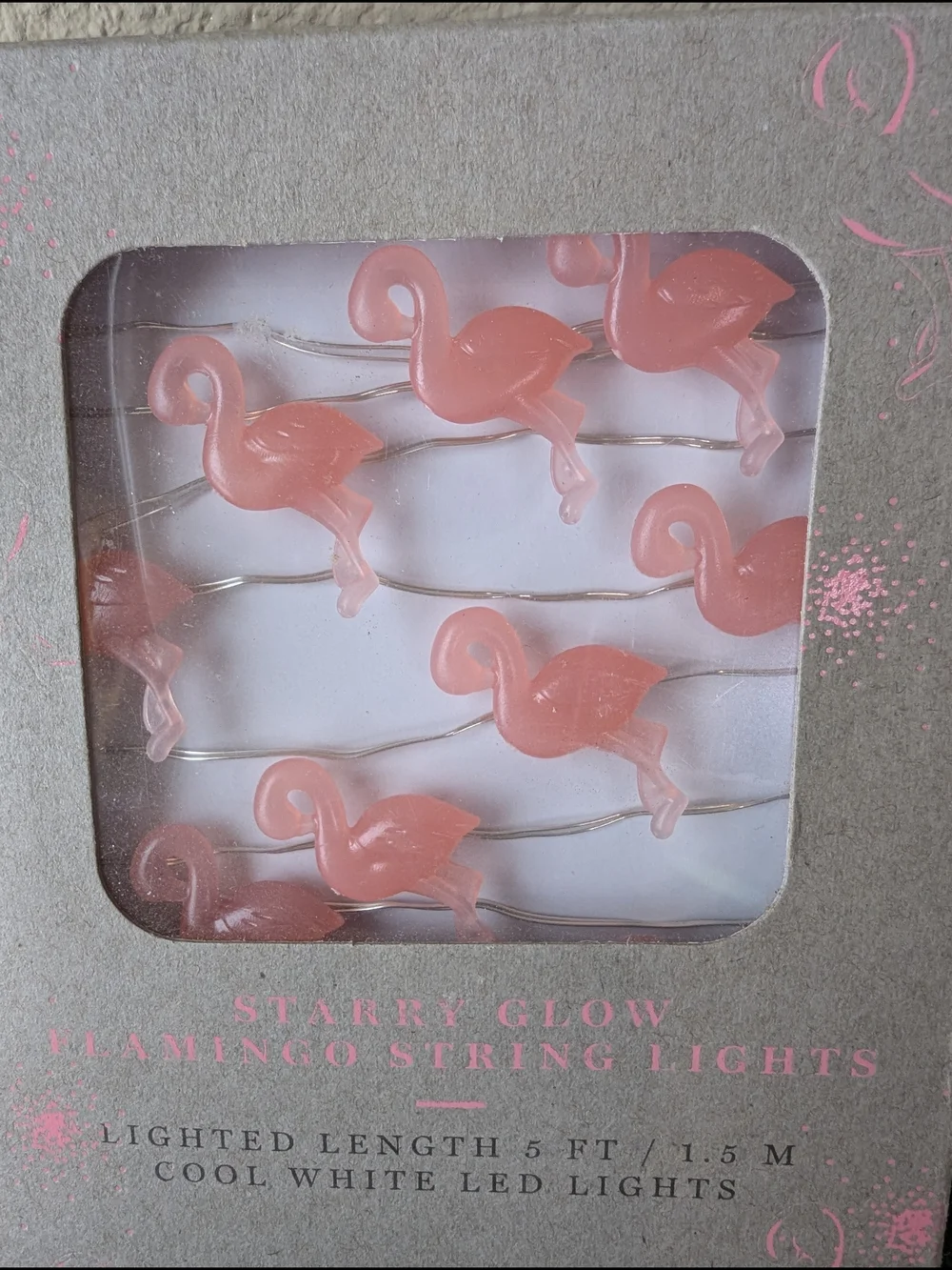 Indigo Pink Flamingo Starry Glow Led String Lights - Pink